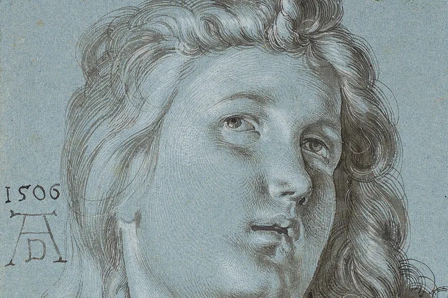 Kunstwerk von Albrecht Dürer, Kopf des Laute spielenden Engels, 1506