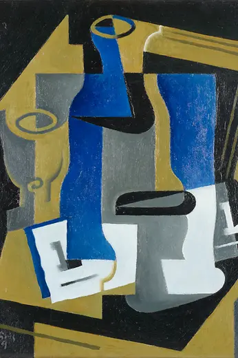 Juan Gris: Carafe, verre et journal / Carafe, Glass and Newspaper, 1919 