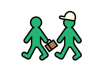 2 Personenfiguren, mit Arbeitskoffer und Schutzhelm