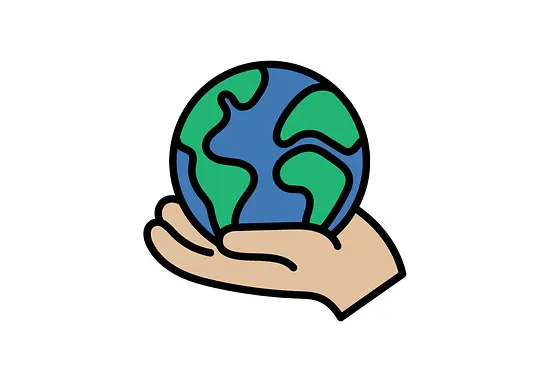 Icon Hand mit Weltkugel