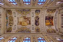 View of the ceiling paintings in the Burgtheater